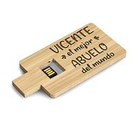 Planetacase Memoria Pendrive USB El Mejor Abuelo del Mundo Personalizado con Nombre - Flashdrive Madera 16GB