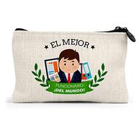 Planetacase - Monedero Personalizado - el Mejor Funcionario del Mundo - Cierre con Cremallera - 15x10 cm - Lino - funcionarios Personalizado