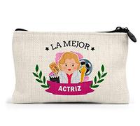 Planetacase - Monedero Personalizado - la Mejor Actriz del Mundo - Cierre con Cremallera - 15x10 cm - Lino - Cine Teatro Personalizado