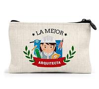 Planetacase - Monedero Personalizado - la Mejor arquitecta del Mundo - Cierre con Cremallera - 15x10 cm - Lino - arquitectos Personalizado