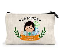Planetacase - Monedero Personalizado - la Mejor psicóloga del Mundo - Cierre con Cremallera - 15x10 cm - Lino - psicólogos Personalizado