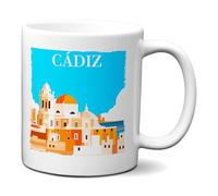 Planetacase - Taza Cerámica Cádiz | Souvenir Original de Ciudad | Apta para Microondas y Lavavajillas | 330 mL | Diseño Único, Cádiz, Cerámica