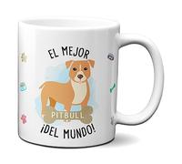 Planetacase - Taza de Cerámica 330 mL - El Mejor Pitbull del Mundo - Regalo Original - Apta para Microondas y Lavavajillas - Diseño Único, Color Pitbull