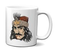 Planetacase - Taza Desayuno Café 330 ml - Retrato de Vlad Tepes Conde Drácula - Souvenir de Rumania - Apta para Microondas y Lavavajillas - Cerámica, Vlad Dracula