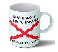 Planetacase - Taza Desayuno Imperio Español - Cruz de Borgoña Tercios de España - Santiago Cerámica - 330 ML, Negro, 1 Unidad (Paquete de 1), Cerámica