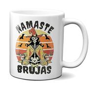 Planetacase - Taza Desayuno Regalo Divertido Amiga - Diseño Namasté Bruja - Apta para Microondas y Lavavajillas - 330 ml, Cerámica, Namaste Brujas