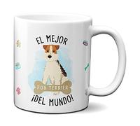 Planetacase Taza el Mejor Fox Terrier del Mundo Regalo Original Taza Perro Ceramica 330 mL