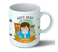 Planetacase - Taza Escritora - Regalo Original - Cerámica 330 mL - Taza Desayuno Apta para Microondas y Lavavajillas - Resistente a Lavados