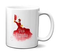 Planetacase Taza España Viva España Flamenca- Taza Souvenir España Recuerdo ceramica 330 mL
