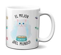Planetacase Taza gato el mejor gato comun (blanco) del mundo - Regalo diseño original tazas gatitos te café desayuno ceramica 330 mL