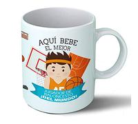 Planetacase - Taza Jugador de Baloncesto - Regalo Original - Cerámica 330 mL - Taza Desayuno Apta para Microondas y Lavavajillas - basquet Deportes - Resistente a Lavados