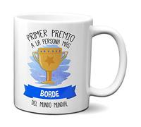 Planetacase Taza Primer Premio A La Persona Mas Borde del Mundo Mundial - Tazas para Regalar En Cumpleaños para Chico Chica Amigos