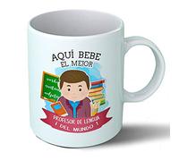 Planetacase - Taza Profesor de Lengua - Regalo Original - Cerámica 330 mL - Taza Desayuno Apta para Microondas y Lavavajillas - Resistente a Lavados