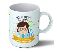 Planetacase - Taza Psiquiatra - Regalo Original Psiquiatras - Cerámica 330 mL - Taza Desayuno Apta para Microondas y Lavavajillas - Resistente a Lavados - Psiquiatra (Ella)