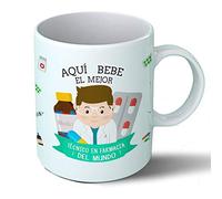Planetacase - Taza Tecnico en Farmacia - Regalo Original - Cerámica 330 mL - Taza Desayuno Apta para Microondas y Lavavajillas - Resistente a Lavados