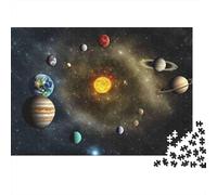 Planetas del Sistema Solar 1000 Piezas Cartón Extra Grueso Rompecabezas De Bricolaje para Adultos Y Niños De 12 Años Divertido Y Desafiante Juego De Familia Hermosa Decoración 52x38cm/1000pcs