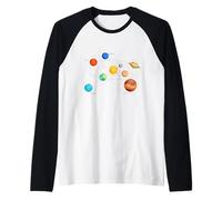 Planetas del Sistema Solar, Tierra, Sol, Ciencia espacial Niños, Adultos Camiseta Manga Raglan