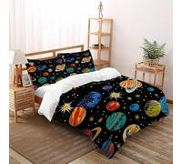Planetas Estrellas Juego De Ropa De Cama De 3 Piezas,Arte Moderno Microfibra Suave Transpirable,algodón Puro Super King（260x220cm）
