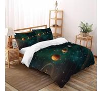 Planetas Juego De Funda para Edrojoón 3 Piezas 3D Impresa Cosmos Cosmic Celestial con Cremallera Y Funda De Almohada Super King（260x220cm） Microfibra Juego De Ropa De Cama para