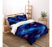 Planetas Nebulosae Funda De Edredón 3 Piezas 3D Impresa Starry Sky Theme con Funda Almohada Super King（260x220cm） Microfibra Juego De Ropa De Cama para para Niñosy Hombres
