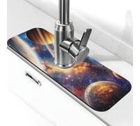 Planetas y estrellas en el universo - Tapete de grifo para fregadero de cocina, tapete de secado súper absorbente para cocina, baño, fregadero, cafetería, bar, grifo, decoración de regalos (15 x 5.5