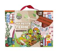 PLANÈTE BOIS- Variety Casa Granja-FSC-030247-12 Piezas-Multicolor-Madera-Juego para Niños-Agrícola-Rural-Animales-Transportable-Universo-24 cm x 18 cm-A Partir de 18 Meses, Talla única (MGM 030247)