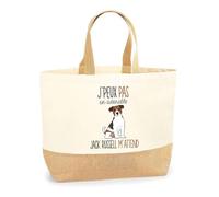 Planetee - Bolso Jack russell Je peux | Cabas de playa para compras de algodón y arpillera, idea de regalo