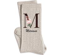 Planetee Calcetines Brillantes Beige Mariana | Mujer, Hilo Metalizado, Punto Canalé Talla Única 36-41 | Regalo Cumpleaños Navidad Amigo Invisible
