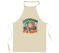 Planetee Delantal de Cocina Divertido con Frase La Espiritualidad Es Mi Terapia | Delantal de Algodón 90 × 60 cm, Cuello Ajustable | Cocina Repostería Barbacoa Taller
