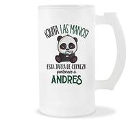 Planetee Jarra de Cerveza | Nombre Andres | Vaso con un Panda bonito pero gruñón. Original idea para regalar a un amigo, familiar o colega