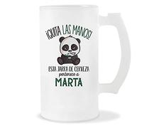 Planetee Jarra de Cerveza | Nombre Marta | Vaso con un Panda bonito pero gruñón. Original idea para regalar a un amigo, familiar o colega