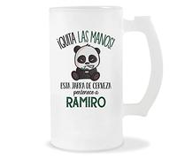 Planetee Jarra de Cerveza | Nombre Ramiro | Vaso con un Panda bonito pero gruñón. Original idea para regalar a un amigo, familiar o colega