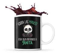Planetee Taza con el nombre Anita | Esta taza pertenece a nombre | Taza de café y té con un simpático pero malhumorado panda. Original idea para regalar a un amigo, familiar o colega