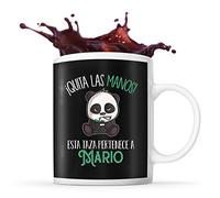 Planetee Taza con el nombre Mario | Esta taza pertenece a nombre | Taza de café y té con un simpático pero malhumorado panda. Original idea para regalar a un amigo, familiar o colega