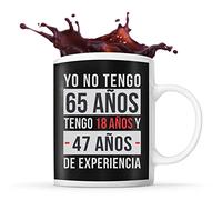 Planetee Taza de cumpleaños de 65 años | Tengo experiencia | Divertida y original idea de regalo para celebrar un cumpleaños