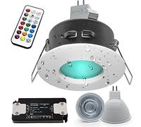 Planetitaly Foco empotrable LED 6 W 12 V cromoterapia IP65 cabina de ducha baño turco lámpara GU5.3 RGB 3000 K 6000 K mando a distancia IR (color blanco, luz RGBW + 6000 K)
