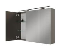 Planetmöbel Aria Armario con Espejo con iluminación | 120 x 70 x 16 cm, Armario de baño suspendido con espejo, Antracita, con luz y enchufe, para baño de invitados