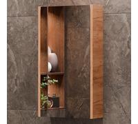 Planetmöbel Armario con Espejo para Cuarto de baño 40 cm, Armario de Pared para Cuarto de baño, Mueble con Puerta y 2 baldas de Cristal, 39,6 x 67,7 x 13,8 cm, Roble Dorado