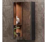 Planetmöbel Armario con Espejo para Cuarto de baño 40 cm, Armario de Pared para Cuarto de baño, Mueble con Puerta y 2 baldas de Cristal, 39,6 x 67,7 x 13,8 cm, Antracita