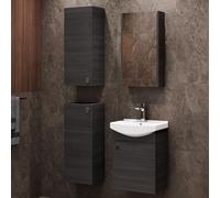 Planetmöbel Conjunto de Muebles de baño Lavabo con Mueble 45 x 60 x 33 cm con Armario con Espejo 40 cm, 2X armarios Midi para Aseo de Invitados, Antracita