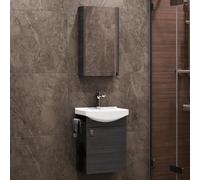 Planetmöbel Conjunto de Muebles de baño Lavabo con Mueble 45 x 60 x 33 cm con Armario con Espejo 40 cm para Aseo de Invitados, Antracita