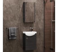 Planetmöbel Conjunto de Muebles de baño Lavabo con Mueble bajo 40 x 60 x 29 cm con Armario con Espejo 40 cm para Cuarto de baño y WC de Invitados, Antracita