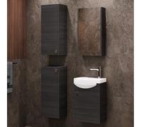 Planetmöbel Conjunto de Muebles de baño Lavabo con Mueble bajo 40 x 60 x 29 cm con Armario con Espejo 40 cm, 2X armarios Midi para Cuarto de baño y WC de Invitados, Antracita
