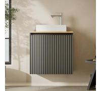 Planetmöbel Conjunto de Muebles de baño Lavabo con Mueble bajo 56 x 55 x 30 cm Antracita, Mueble bajo con Lavabo para Cuarto de baño, Aseo de Invitados