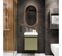 Planetmöbel Cosmia - Conjunto de muebles de baño, lavabo con mueble inferior, 50 x 60 x 35 cm, en cerámica, verde menta, con cajón