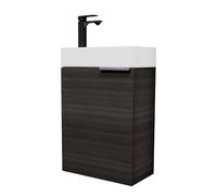 Planetmöbel Lavabo con armario, 40 cm, en color antracita, con grifo negro mate, juego de muebles para cuarto de baño e inodoro de invitados