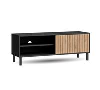 Planetmöbel Liora - Mueble para TV (120 cm de largo, mueble de televisión, mueble para salón, mueble de TV, 38 x 120 x 44,5 cm), color gris y dorado