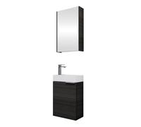 Planetmöbel Mueble bajo Lavabo con Armario con Espejo Conjunto de Muebles de baño 40 cm para Cuarto de baño y Aseo de Invitados Antracita