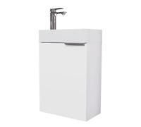 Planetmöbel Mueble baño con Lavabo 40 cm con grifería cromada, Mueble bajo Lavabo para baños pequeños, Aseo de Invitados, Blanco