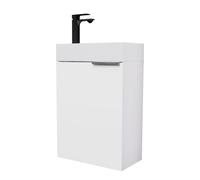 Planetmöbel Mueble baño con Lavabo 40 cm con grifería en Negro Mate, Mueble bajo Lavabo para baños pequeños, Aseo de Invitados, Blanco
